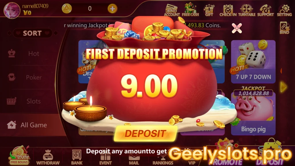 geely slots game - first deposit promotion bonus upadte